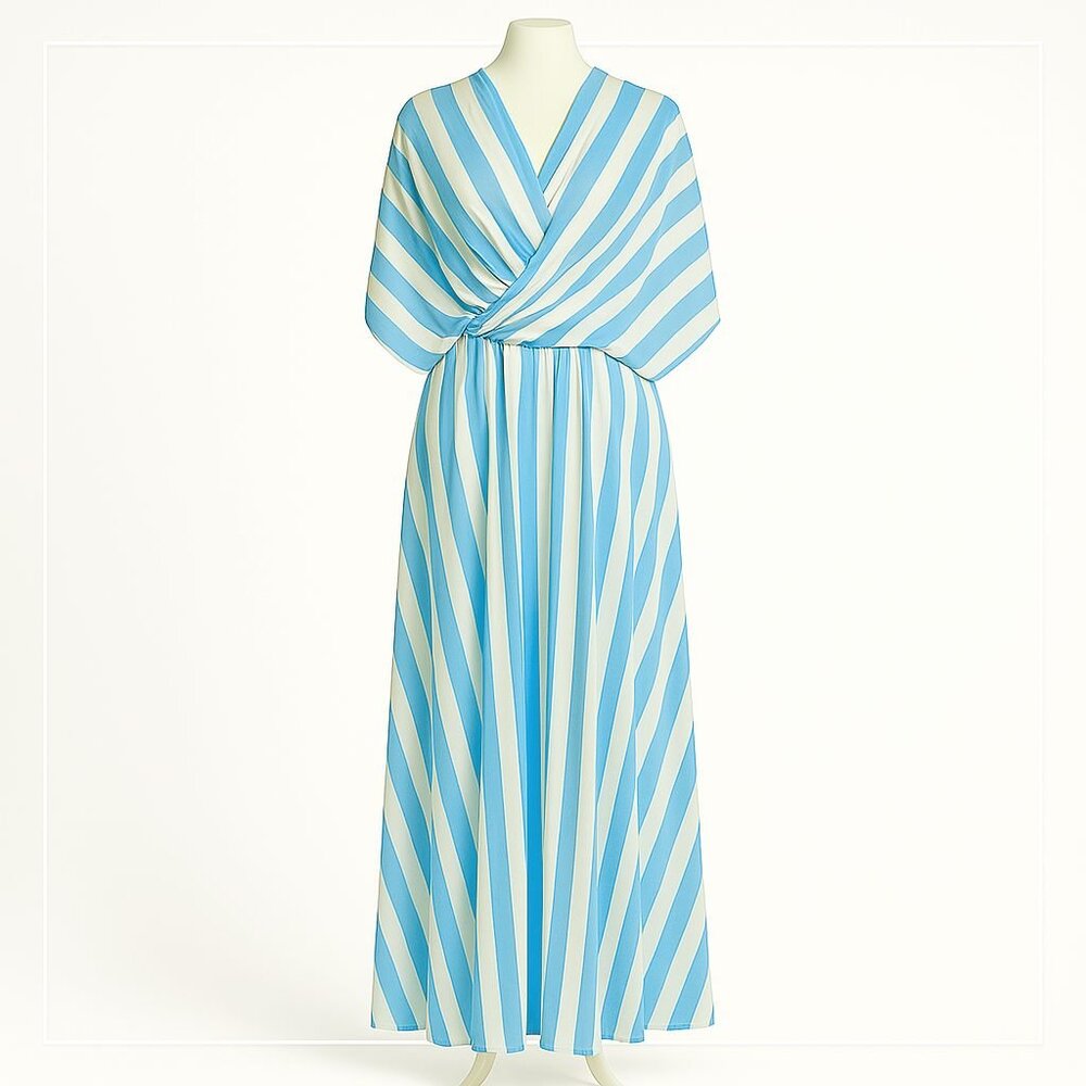 NWT Fifth Love Multi Way Wear Dress small fits oversized wrap style blue / white